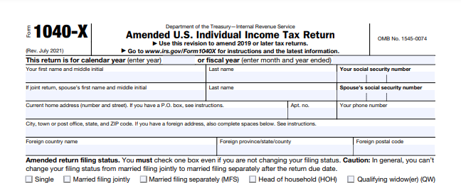 Tax Return form